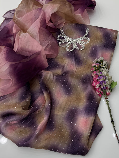 Beautiful Ombré Print Sheesha Silk Stone Work (Embroidered Neckline) 2 Pc Dress 👗