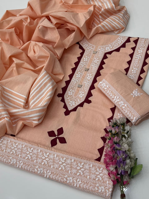 Winter’s Handmade Pakka Tanka With Applique Ralli Work 3 Pc Dress 👗