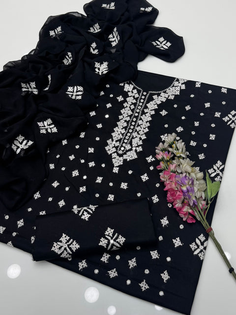 Handmade Sindhi Sheesha Embroidery 🧵 Pure Lawn 3 Pc 👗