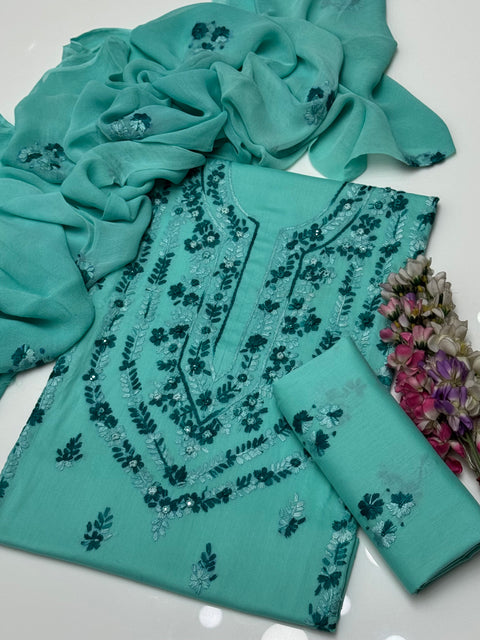 💕 Shop The Latest Styles Handmade Pakka Tanka Thread 🧵 Embroidery Lawn 3 Pc 👗