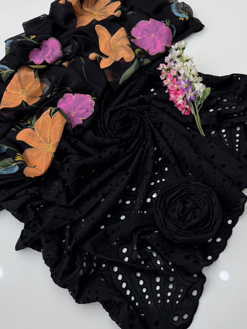 💕 #BLACK #CHIKANKARI 3PC 💕