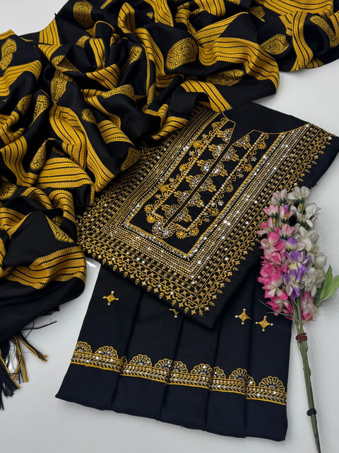 Boutique Style Fancy Sequence Zaari Embroidery Soosi 3 PC Dress 👗