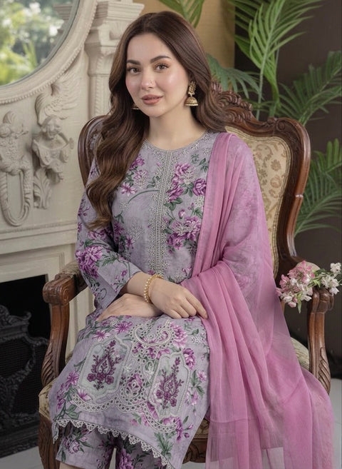 🔥 Beautiful Chikankari Embroidery Digital Printed Lawn 3 PC Dress 👗