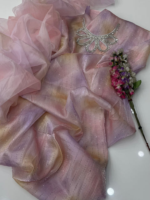Beautiful Ombré Print Sheesha Silk Stone Work (Embroidered Neckline) 2 Pc Dress 👗
