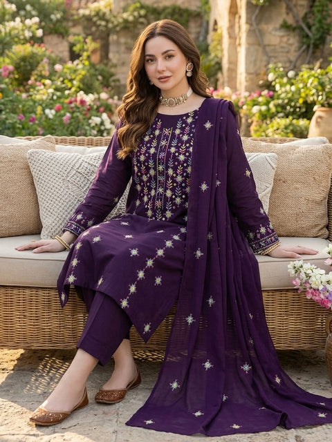 💕 Handmade Traditional Multi Pakka Tanka Thread Embroidery 🧵 Pure Lawn 3 Pc Dress 👗