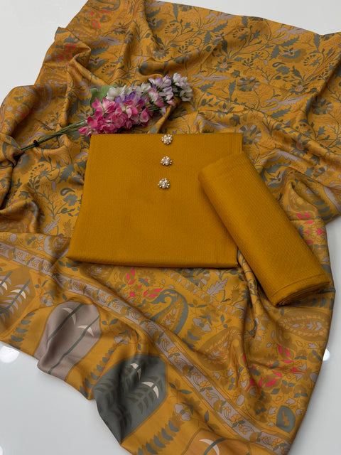 💕 #WINTER’s #KALAMKARI SHAWL WITH DHANAK 3PC💕