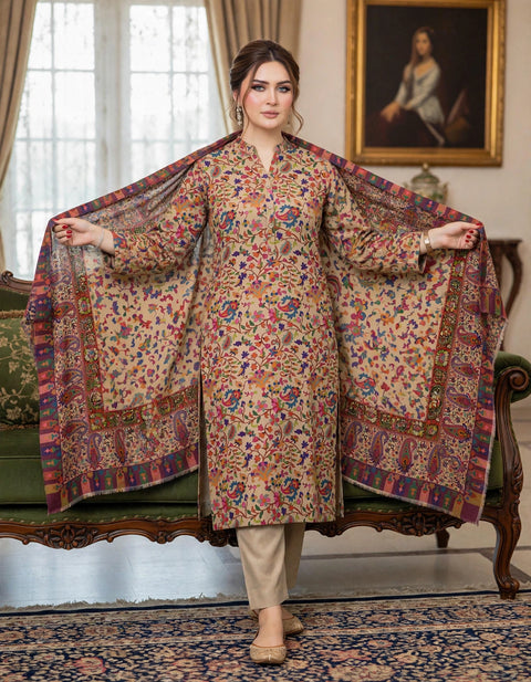 🔥KALAMKARI PASHMINA 3PC 🔥