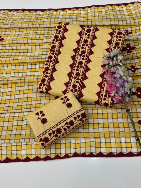 Beautiful Handmade Pakka Tanka With Applique Ralli Work Khaadi Khaddar 3 Pc Dress 👗