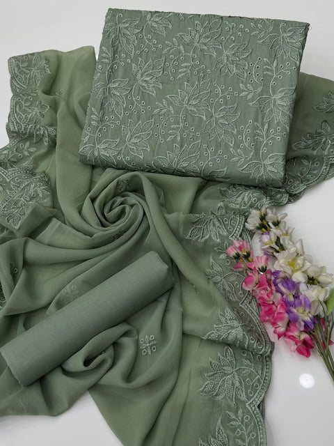 ‼️ #Most Beautiful & Trending Chikankari Boring Work Embroidery 🪡 Lawn 3 PC Dress 👗