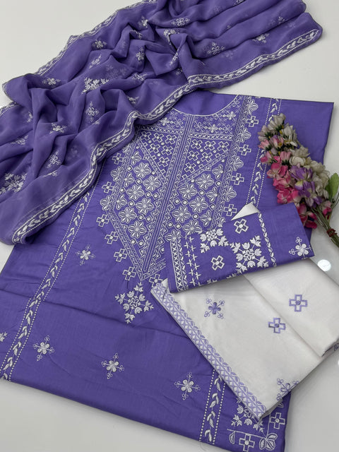 💕 Beautiful & Elegant Thread Embroidery 🧵Lawn 3 Pc Dress 👗
