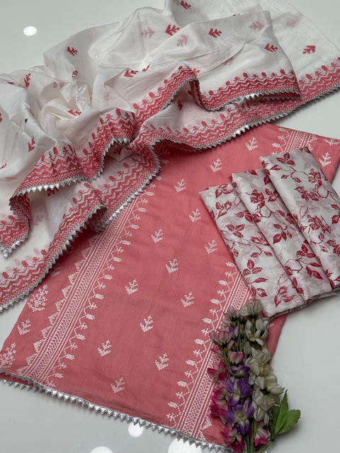Beautiful Cross Stitch Tanka Embroidery 🧵 Pure Lawn 3 Pc 👗