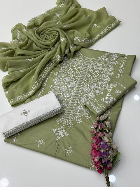 💕 Beautiful & Elegant Thread Embroidery 🧵Lawn 3 Pc Dress 👗