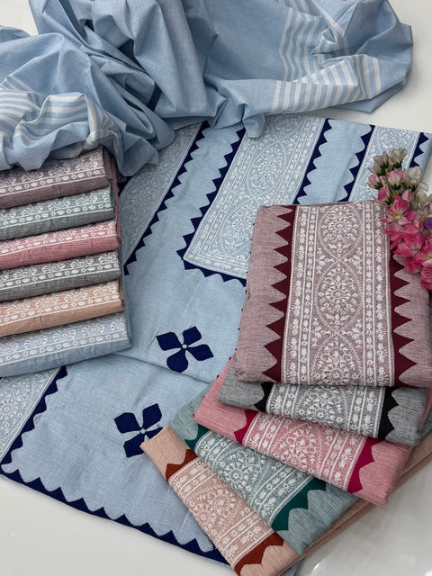 💕 #APPLIQUE #KHADDAR 3PC💕
