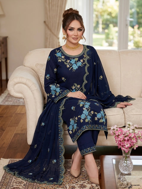 💕 Beautiful Handmade Style Cross Stitch Embroidery 3 Pc Dress 👗