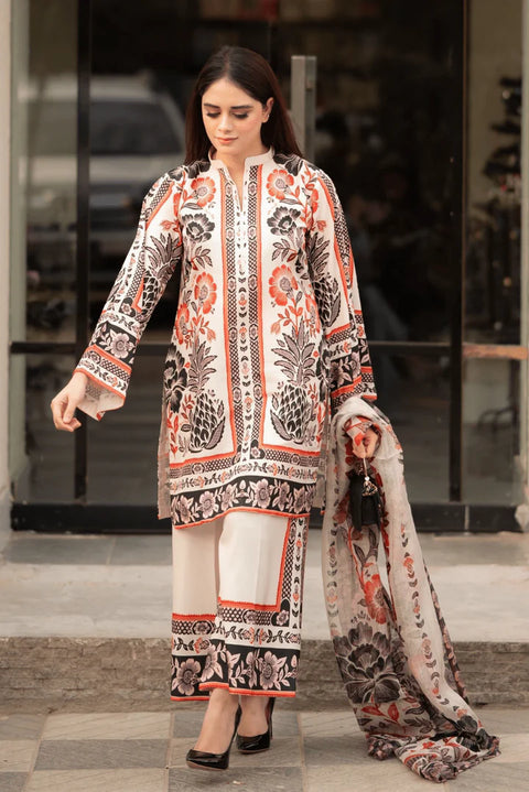 🔥 Branded Trending Printed Shamooz Silk 3 PC Dress 👗