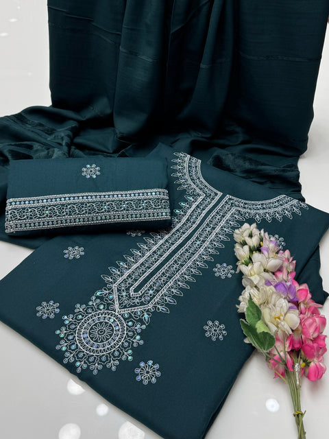 Handmade Style Chikankari Sequence Embroidery 🧵3 Pc Dress 👗