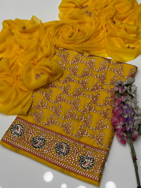 Handmade Goota Style Thread Embroidery 🧵 Soft Chiffion Shirt Duppata 2 Pc 👗