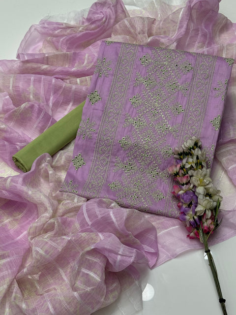 Shiffile Boring Cross Stitch Embroidery 🧵 Lawn 3 Pc  👗
