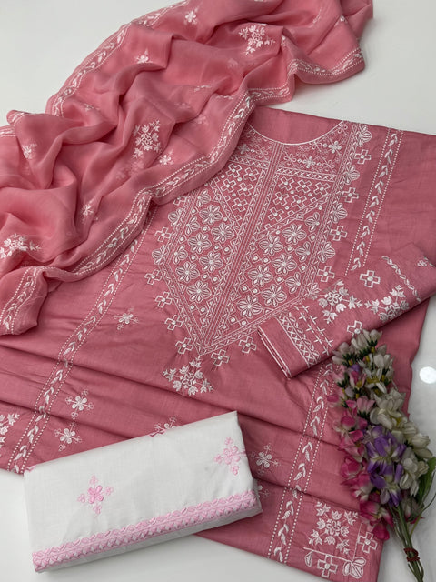 💕 Beautiful & Elegant Thread Embroidery 🧵Lawn 3 Pc Dress 👗