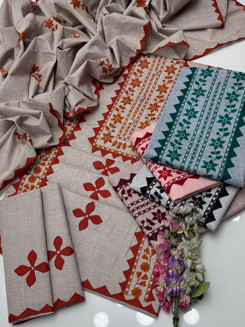 Winter’s Handmade Applique Ralli Work Soft Khaddar 3 Pc Dress 👗