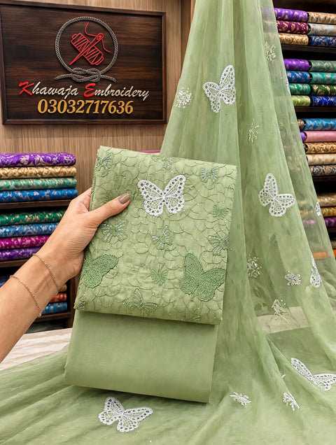 💕 #CHIKANKARI Maria.b Butterfly 🦋 Shiffile Chikankari Embroidery 🧵 Lawn 3 PC Dress 👗