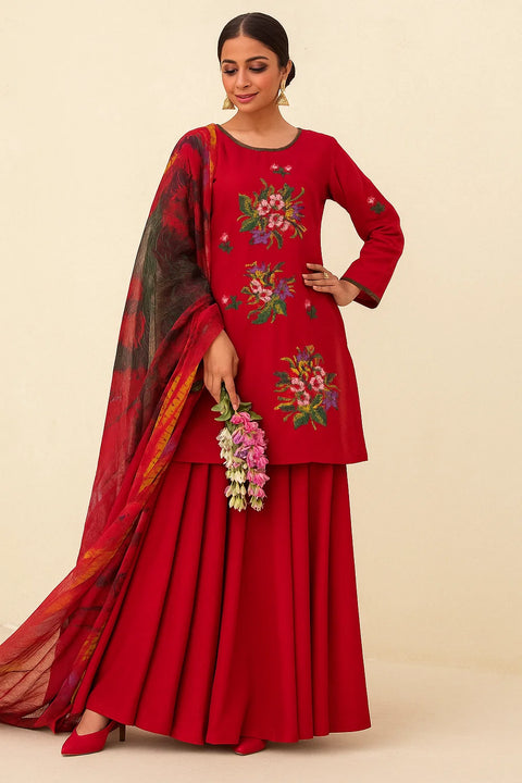 Tradional Cross Stitch Embroidery Lawn With Tye n Dye Duppata 3 Pc 👗