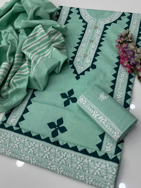 Winter’s Handmade Pakka Tanka With Applique Ralli Work 3 Pc Dress 👗