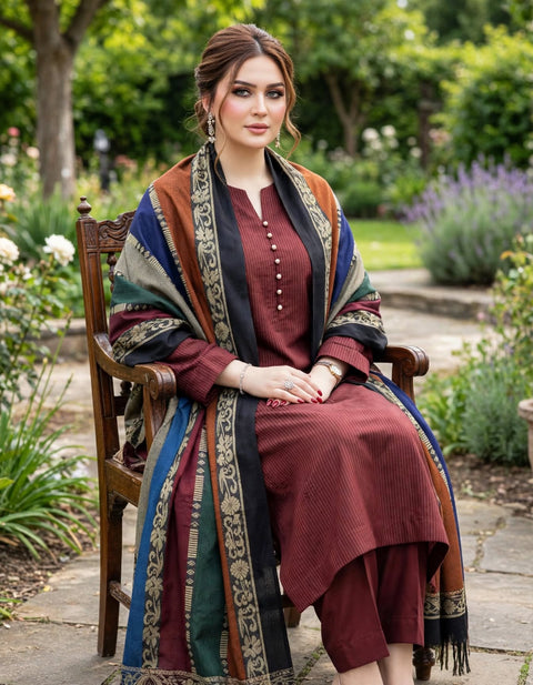 🔥 ONLY #1850/-Pkr Embrace The Elegance of Mid Season Multani Khaadi Soosi 3 PC 👗