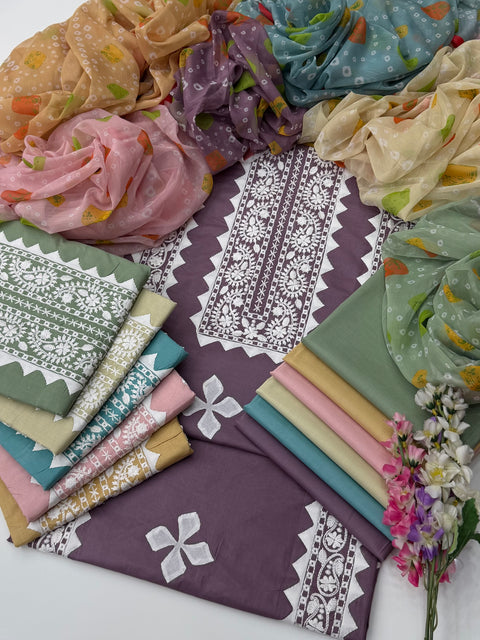 💕 Beautiful Handmade Applique Ralli Work 🪡 With Pakka Tanka Lawn 3 Pc Dress 👗