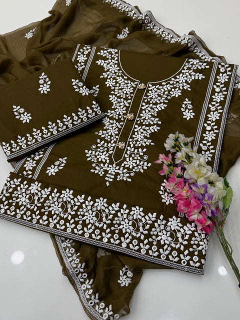 Most Beautiful & Unique Handmade Style Thread Embroidery Lawn 3 PC Dress 👗