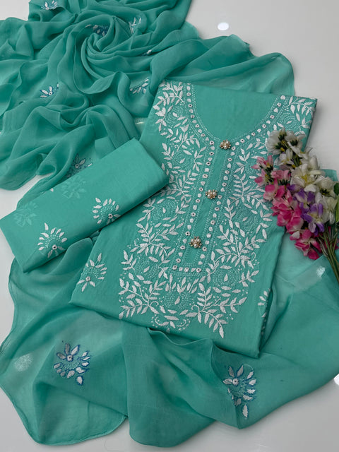 🔥 Traditional Handmade Style Pakka Sheesha Work 🧵 Pure Lawn 3PC Dress 👗