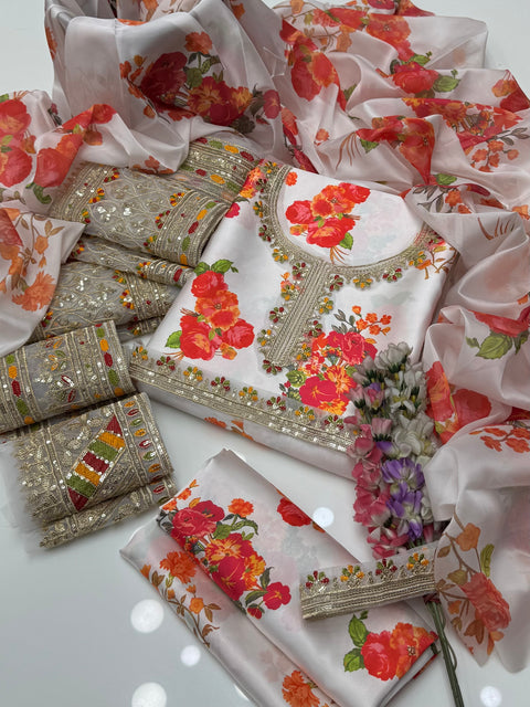 🔥 CHARIZMA BRAND EMBROIDERED SHAMOOZ SILK 3PC 🔥