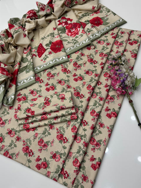 💕 Branded Hit Codes Digital Printed Premium Linen 3 Pc 👗