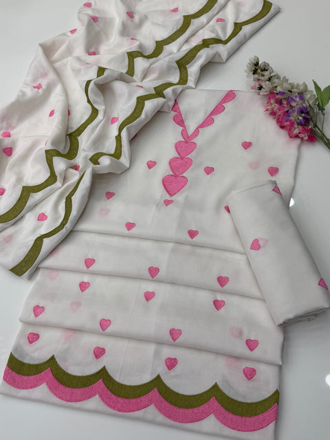 💕 #WINTER’s #TRENDING HEART 🖤 EMBROIDERY 3PC 💕