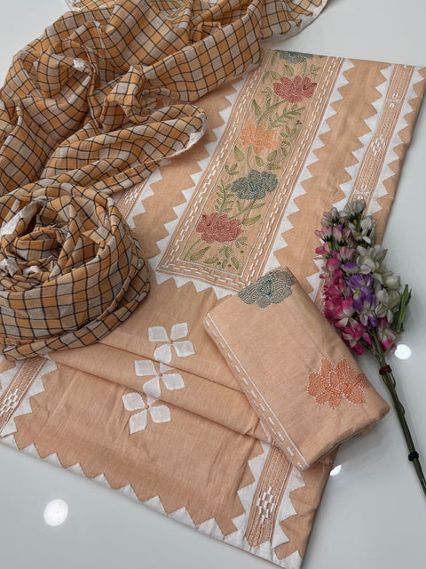 Beautiful Handmade Kacha Tanka & Tarkashi Work With Applique Ralli Work 3 Pc Dress 👗