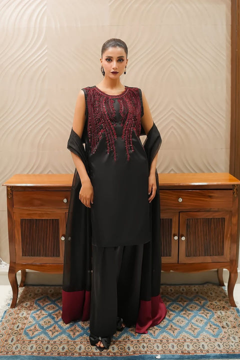 Original FPL Brand Beautiful Handwork Embroidery Rasham Beads Shamooz Silk 3 PC 👗