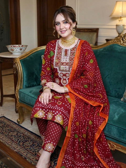 🔥 Beautiful Chikankari Embroidery Digital Printed Lawn 3 PC Dress 👗