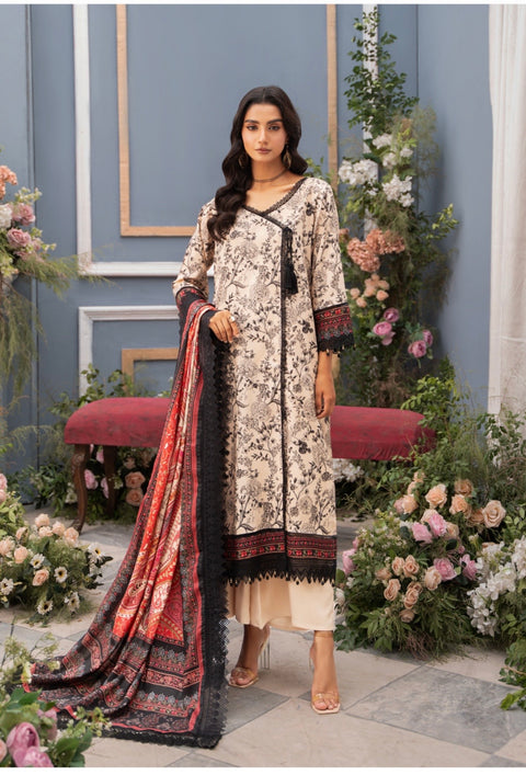 💯% Original Mausummery Brand Digital Printed Bana Dora Linen 3 Pc Dress 👗