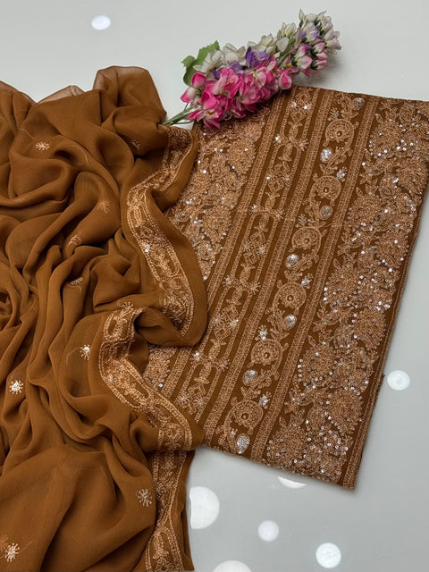 Fancy Chikankari And Sequence Work Embroidery 🧵 Soft Chiffion 2 Pc Dress 👗