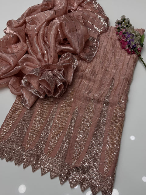 Sheesha Silk Fancy Sequence Pearls Cut Dana Heavy Work 2 Pcs Dress