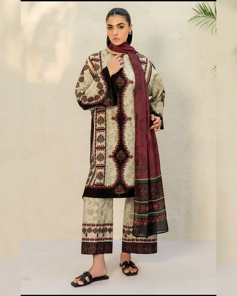 💕 Branded Digital Printed Superior Quality Shamooz Silk  3 PC Dress 👗