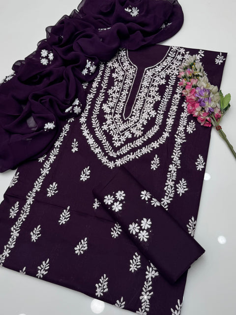 Handmade Pakka Tanka Embroidery 🪡 With Sheesha 🪞 Work Pure Lawn 3 Pc Dress 👗