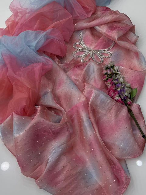 Beautiful Ombré Print Sheesha Silk Stone Work (Embroidered Neckline) 2 Pc Dress 👗