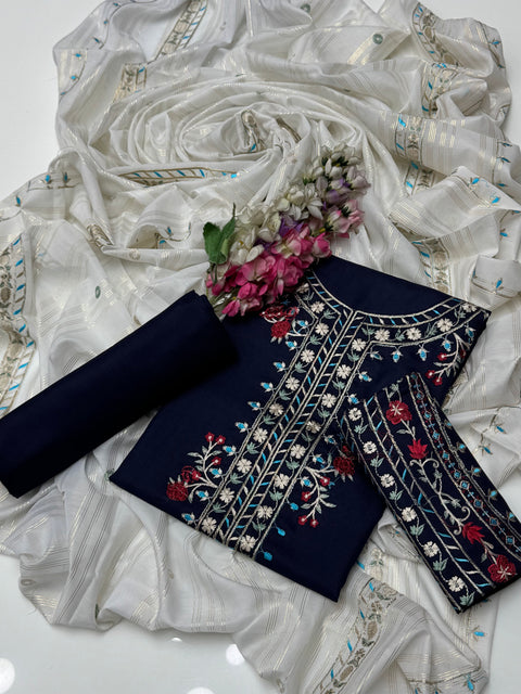 Branded Sapphire Dhanak & Khaddar Stuff Embroidery 3 Pc 👗