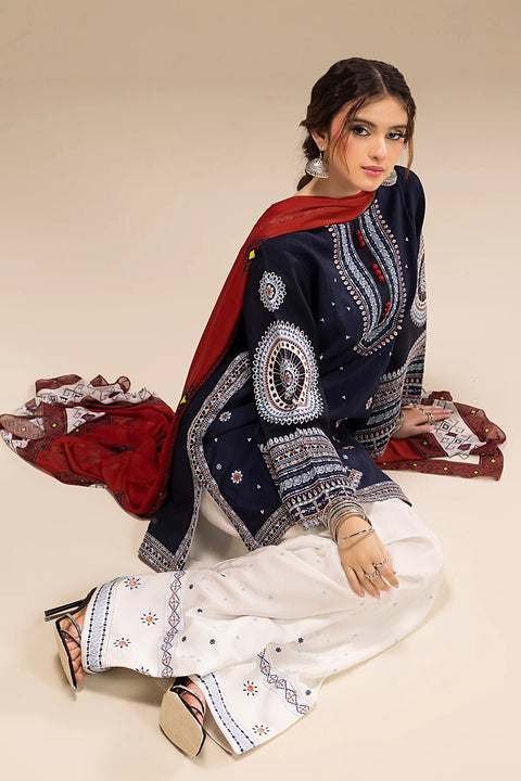 Branded Hit Codes Beautiful Boutique Style Embroidered Soft Dhanak 3 PC Dress 👗