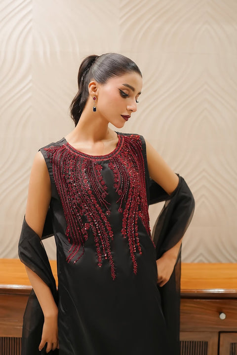Original FPL Brand Beautiful Handwork Embroidery Rasham Beads Shamooz Silk 3 PC 👗