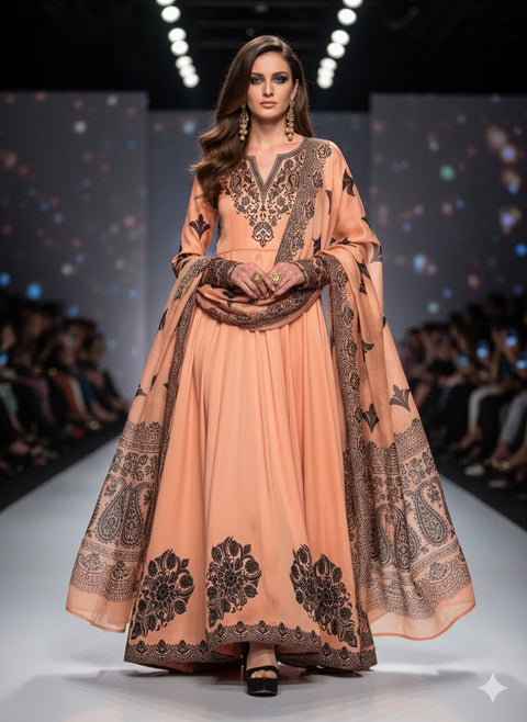 🔥 Branded Trending Printed Shamooz Silk 3 PC Dress 👗