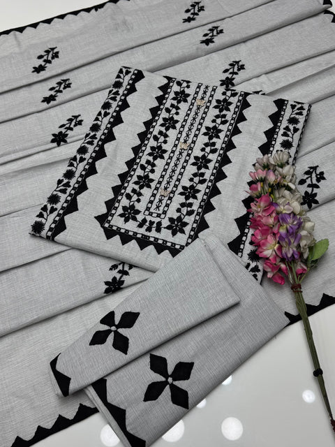 Winter’s Handmade Applique Ralli Work Soft Khaddar 3 Pc Dress 👗