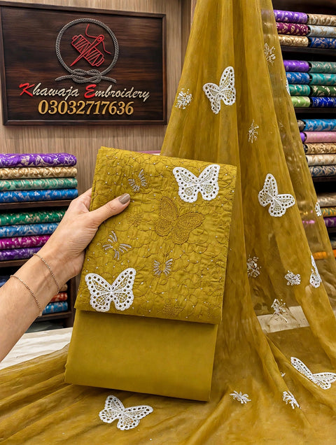 💕 #CHIKANKARI Maria.b Butterfly 🦋 Shiffile Chikankari Embroidery 🧵 Lawn 3 PC Dress 👗