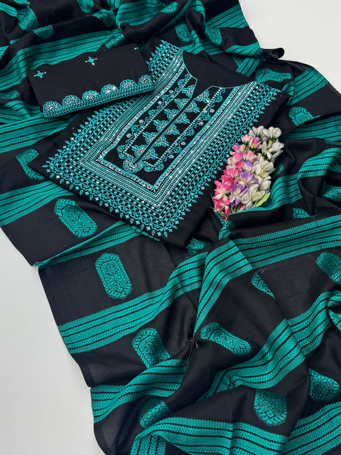 Boutique Style Fancy Sequence Zaari Embroidery Soosi 3 PC Dress 👗